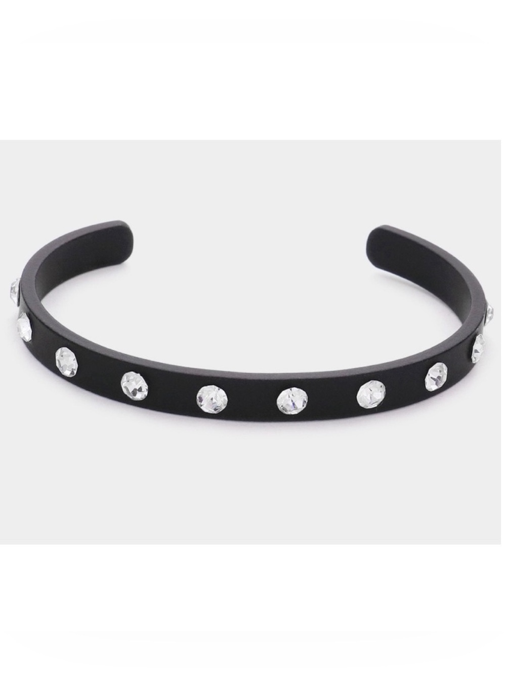 Rhinestone embellished black cuff bracelet